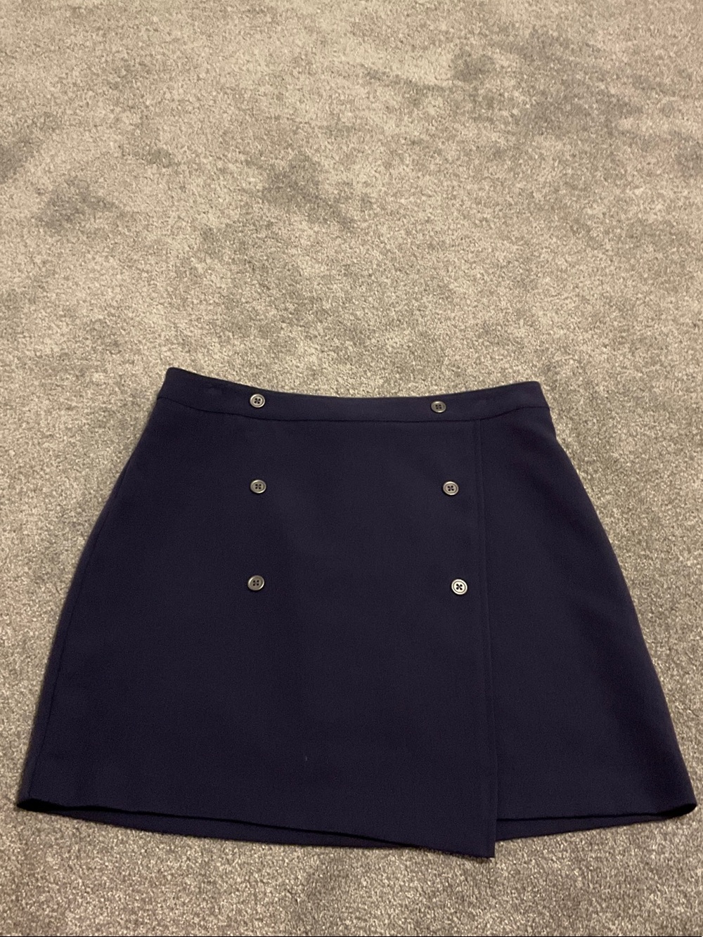 Banana Republic Navy Button-Accent Midi Skirt